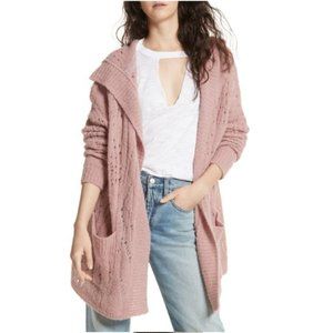 Free People Dusty Rose Lemon Drop Hooded Cardigan